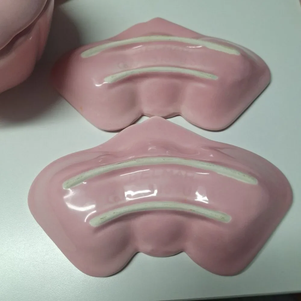 Belmar‎ Vintage Pink Strawberry Ceramic Shaped Serving Set Dip Veggie 6 Pieces